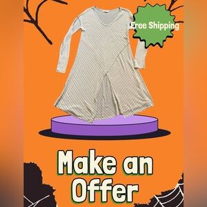 Oatmeal Sheer Ribbed V-Neck Tunic